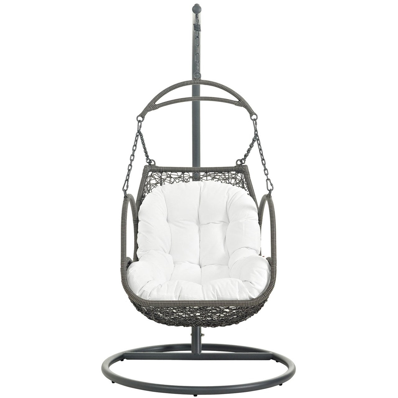 Arbor Outdoor Patio Wood Swing Chair, White, Rattan 10916