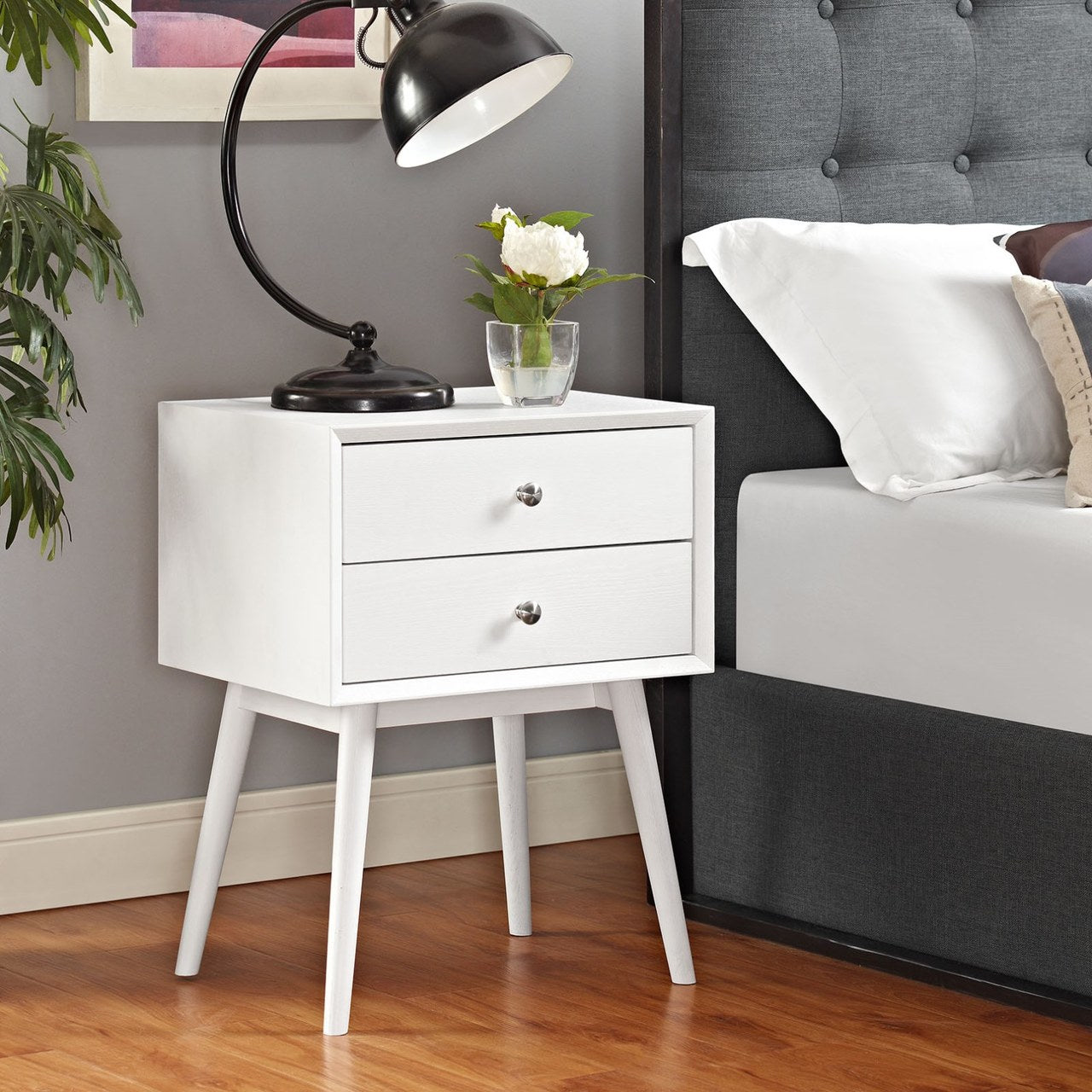 Dispatch Nightstand, White, Wood 10928