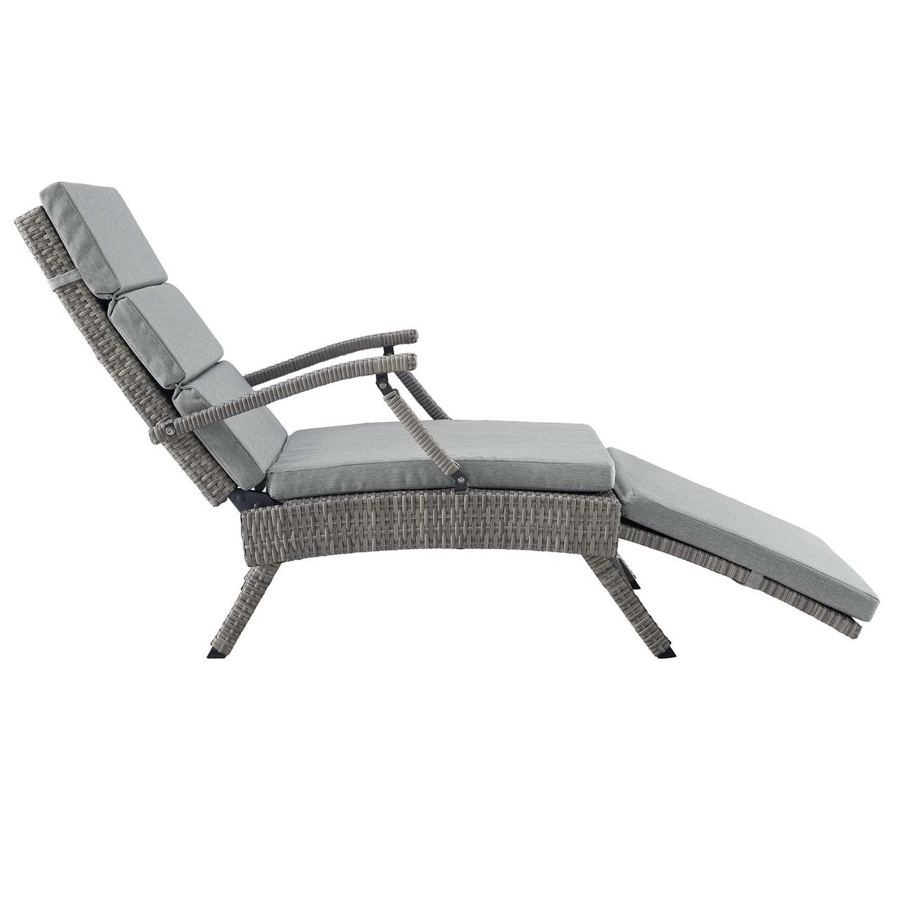 Envisage Chaise Outdoor Patio Wicker Rattan Lounge Chair, Rattan Wicker, Grey Gray 15665