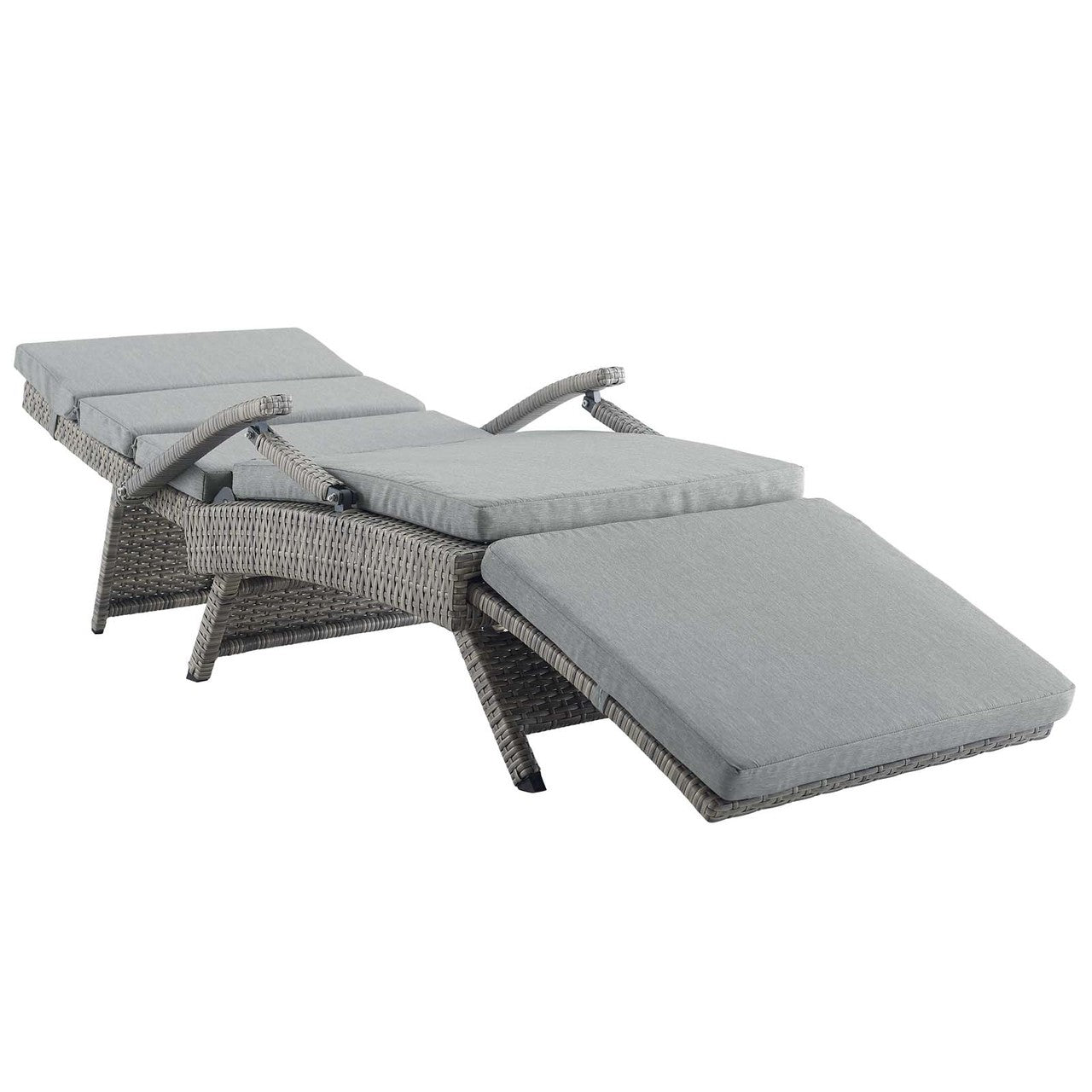 Envisage Chaise Outdoor Patio Wicker Rattan Lounge Chair, Rattan Wicker, Grey Gray 15665