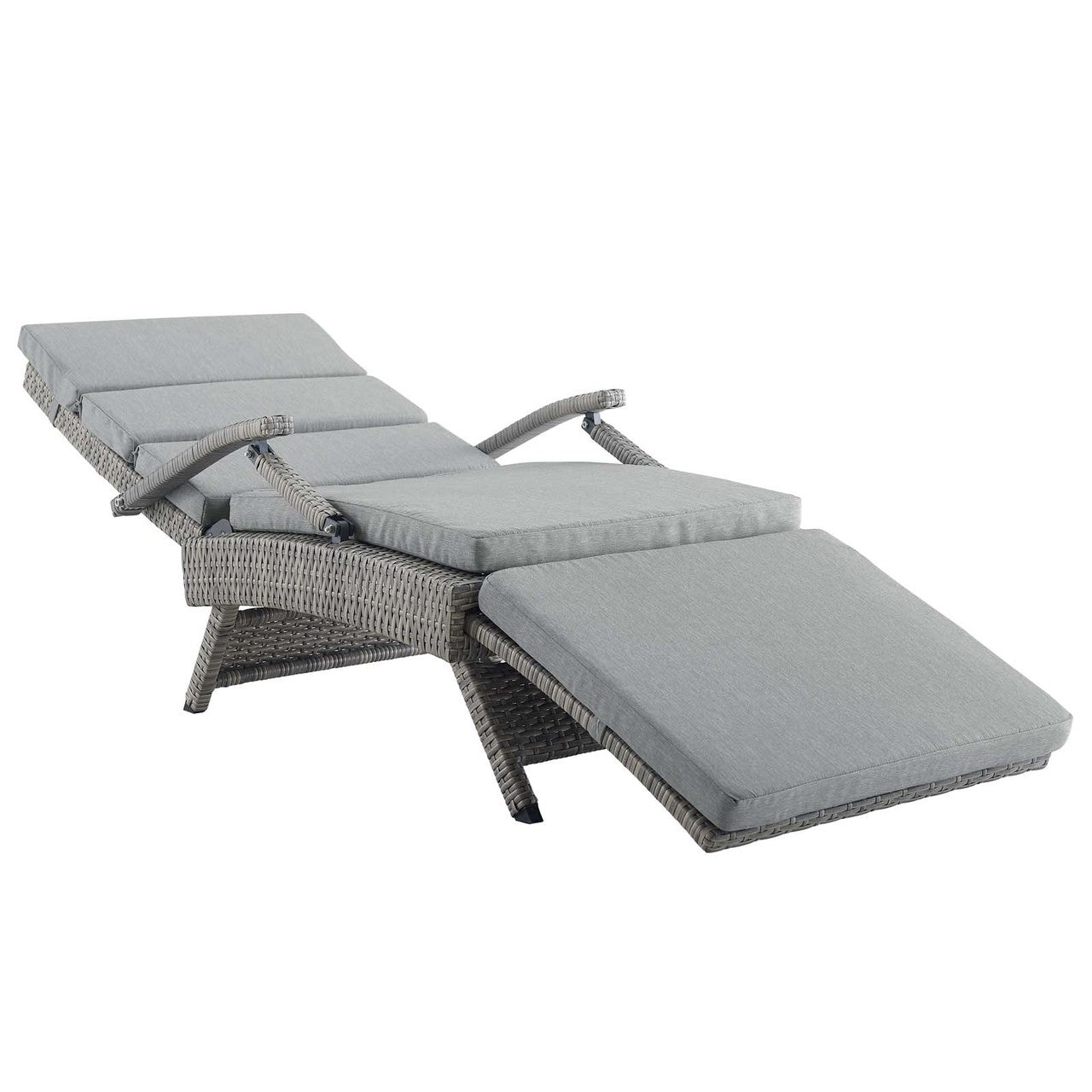 Envisage Chaise Outdoor Patio Wicker Rattan Lounge Chair, Rattan Wicker, Grey Gray 15665