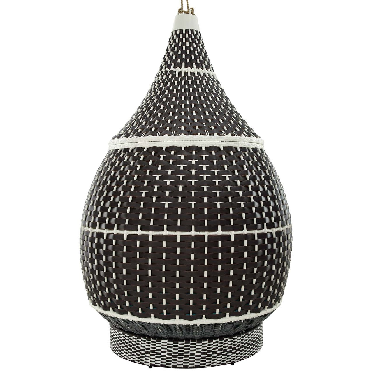 Palace Hanging Outdoor Patio Wicker Rattan Pod, Rattan Wicker, Blue Brown 15666