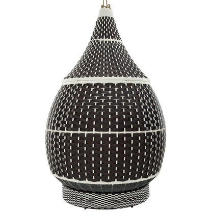 Palace Hanging Outdoor Patio Wicker Rattan Pod, Rattan Wicker, Blue Brown 15666