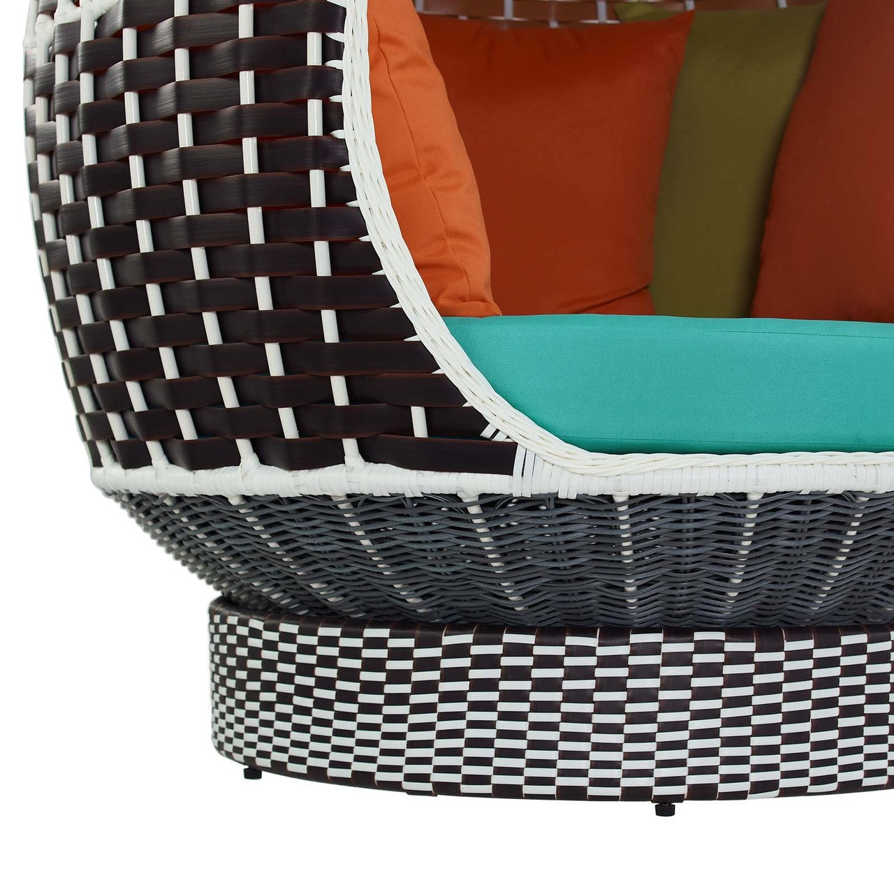 Palace Hanging Outdoor Patio Wicker Rattan Pod, Rattan Wicker, Blue Brown 15666