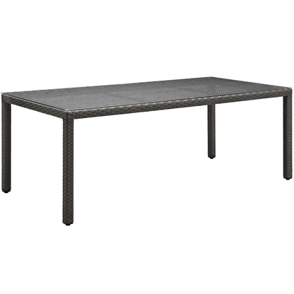 Sojourn 9 Piece Outdoor Patio Sunbrella® Dining Set, Sunbrella Rattan Wicker, Grey Gray 13516