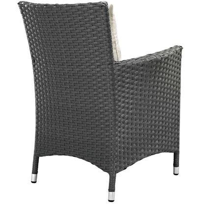 Sojourn Seven PCS Outdoor Patio Sunbrella Dining Set, Beige, Rattan 10966