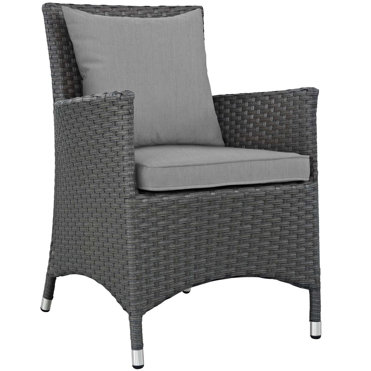 Sojourn 7 Piece Outdoor Patio Sunbrella® Dining Set, Sunbrella Rattan Wicker, Grey Gray 13522