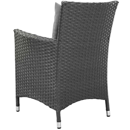 Sojourn 7 Piece Outdoor Patio Sunbrella® Dining Set, Sunbrella Rattan Wicker, Grey Gray 13522