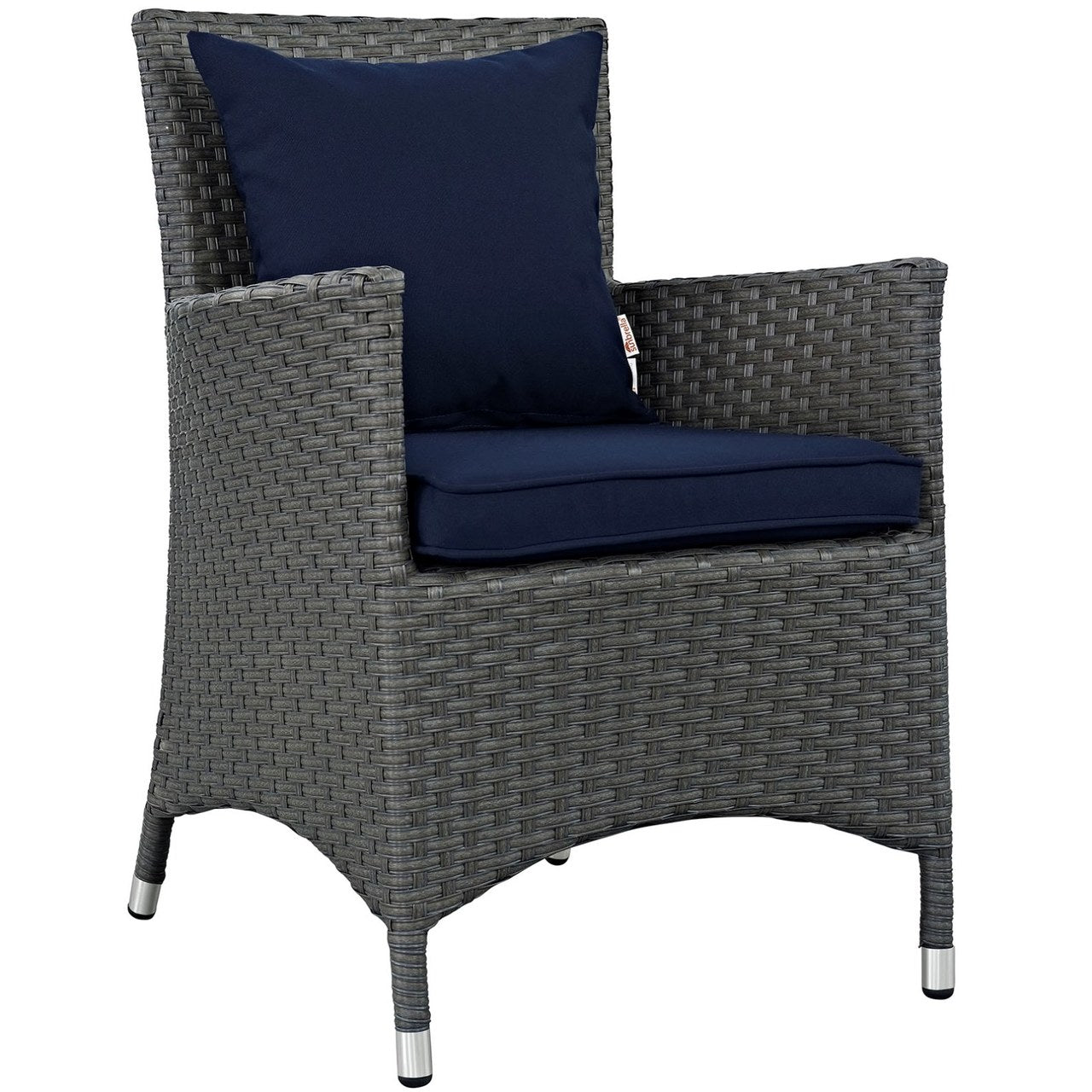 Sojourn Seven PCS Outdoor Patio Sunbrella Dining Set, Navy, Rattan 10967