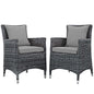 Summon 2 Piece Outdoor Patio Sunbrella® Dining Set, Sunbrella Rattan Wicker, Grey Gray 13524