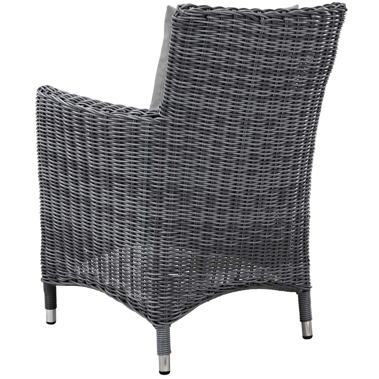 Summon 2 Piece Outdoor Patio Sunbrella® Dining Set, Sunbrella Rattan Wicker, Grey Gray 13524