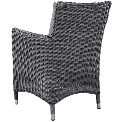 Summon 2 Piece Outdoor Patio Sunbrella® Dining Set, Sunbrella Rattan Wicker, Grey Gray 13524