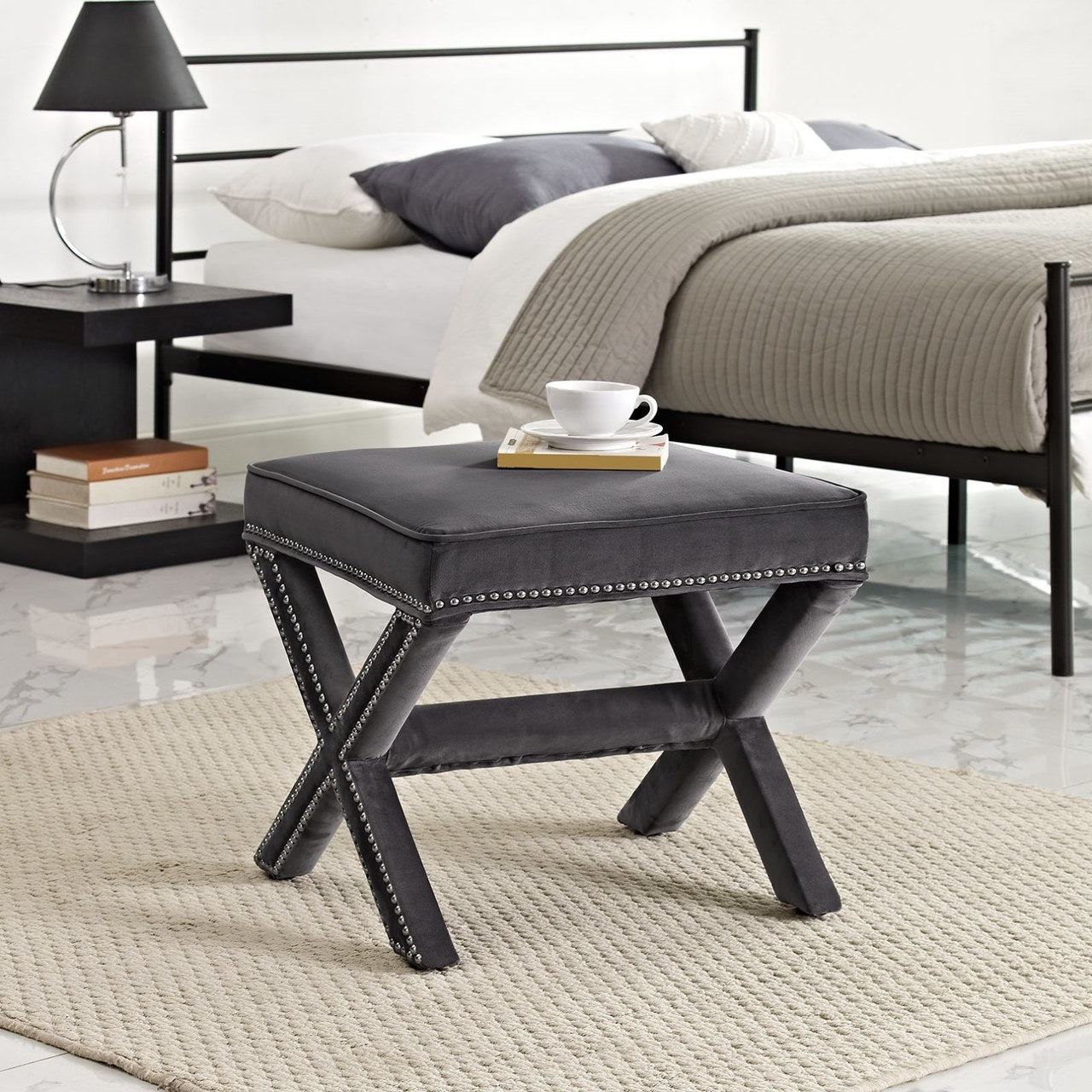 Rivet Bench, Grey, Fabric 11008