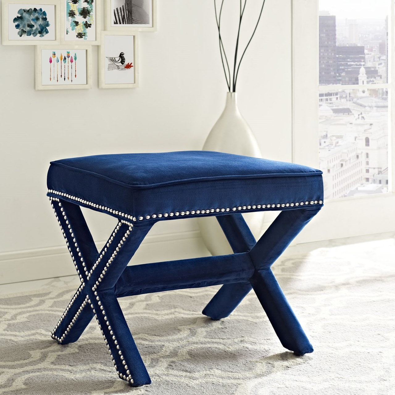 Rivet Bench, Navy, Fabric 11010