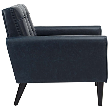 Delve Upholstered Vinyl Accent Chair, Blue, Faux Leather 11016