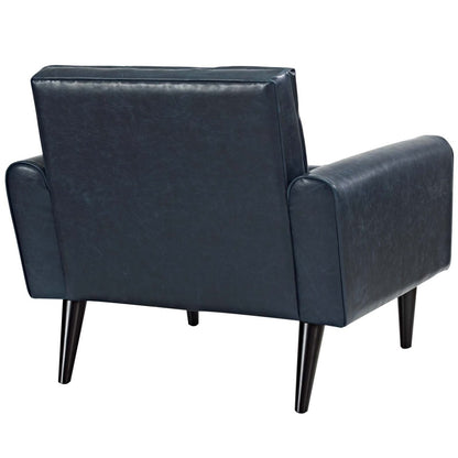 Delve Upholstered Vinyl Accent Chair, Blue, Faux Leather 11016