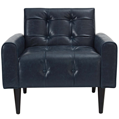Delve Upholstered Vinyl Accent Chair, Blue, Faux Leather 11016