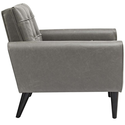 Delve Upholstered Vinyl Accent Chair, Grey, Faux Leather 11017