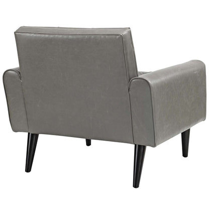 Delve Upholstered Vinyl Accent Chair, Grey, Faux Leather 11017