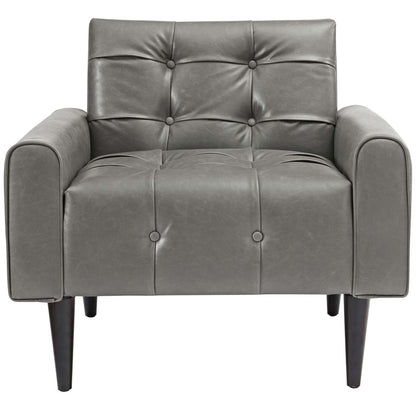 Delve Upholstered Vinyl Accent Chair, Grey, Faux Leather 11017