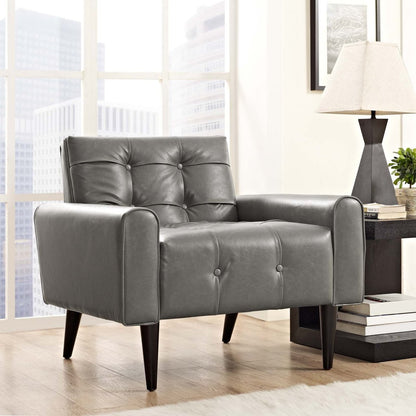 Delve Upholstered Vinyl Accent Chair, Grey, Faux Leather 11017