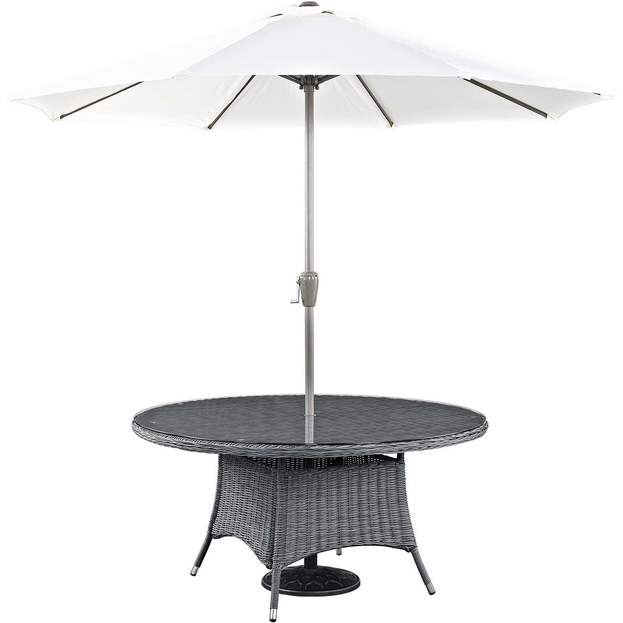 Summon 8 Piece Outdoor Patio Sunbrella® Dining Set, Sunbrella Rattan Wicker, Grey Gray 13532