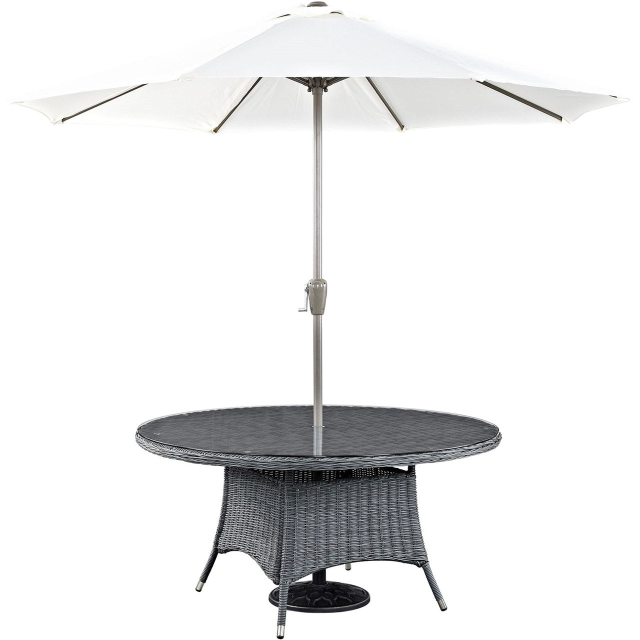 Summon Eight PCS Outdoor Patio Sunbrella Dining Set, Orange, Rattan 11023