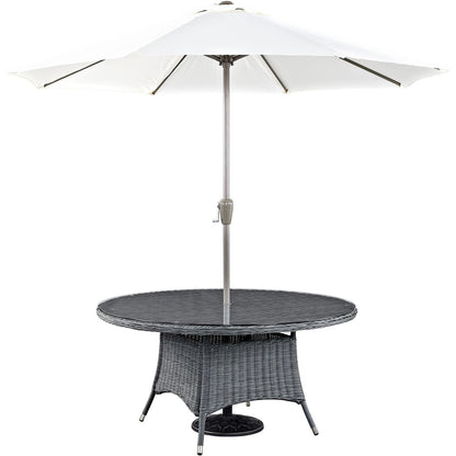 Summon Eight PCS Outdoor Patio Sunbrella Dining Set, Orange, Rattan 11023