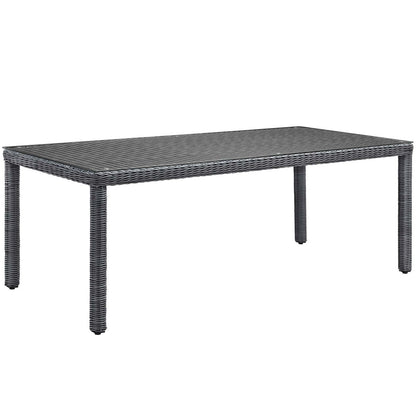 Summon 9 Piece Outdoor Patio Sunbrella® Dining Set, Sunbrella Rattan Wicker, Grey Gray 13536