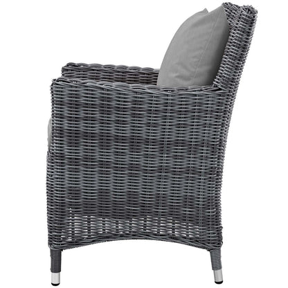 Summon 11 Piece Outdoor Patio Sunbrella® Dining Set, Sunbrella Rattan Wicker, Grey Gray 13540