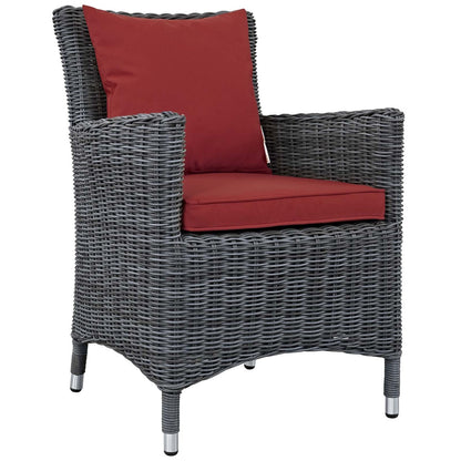 Summon 11 Piece Outdoor Patio Sunbrella® Dining Set, Sunbrella Rattan Wicker, Red 13541