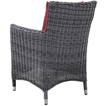 Summon 11 Piece Outdoor Patio Sunbrella® Dining Set, Sunbrella Rattan Wicker, Red 13541