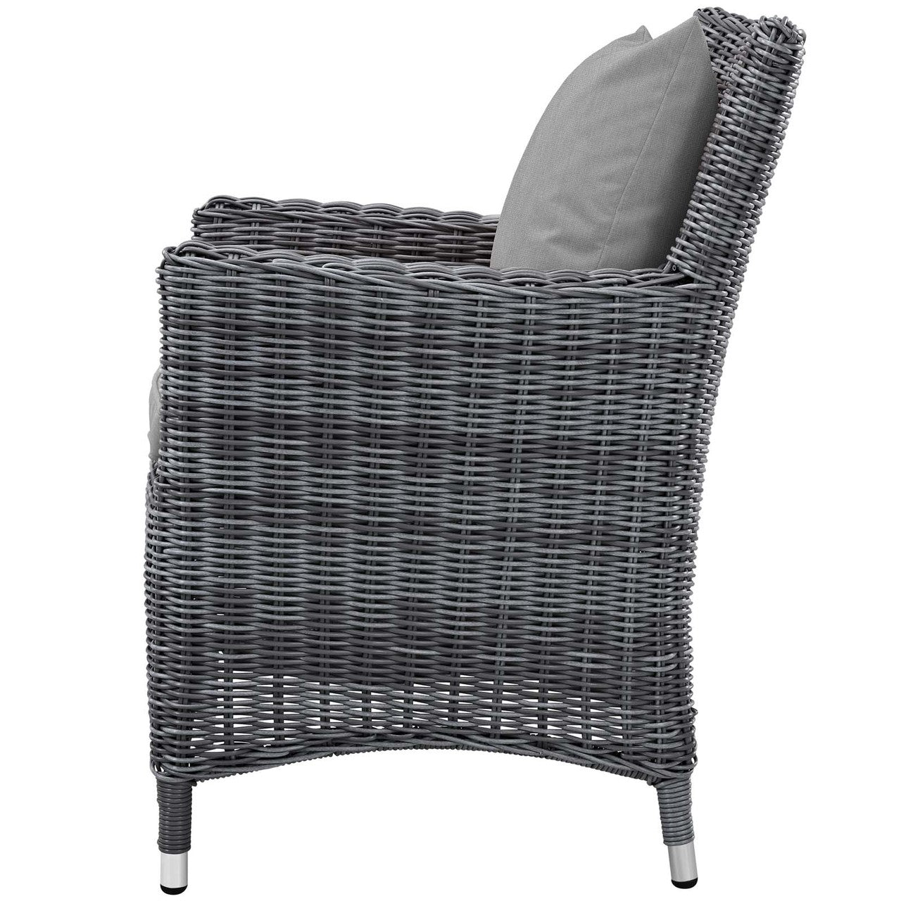 Summon 7 Piece Outdoor Patio Sunbrella® Dining Set, Sunbrella Rattan Wicker, Grey Gray 13542