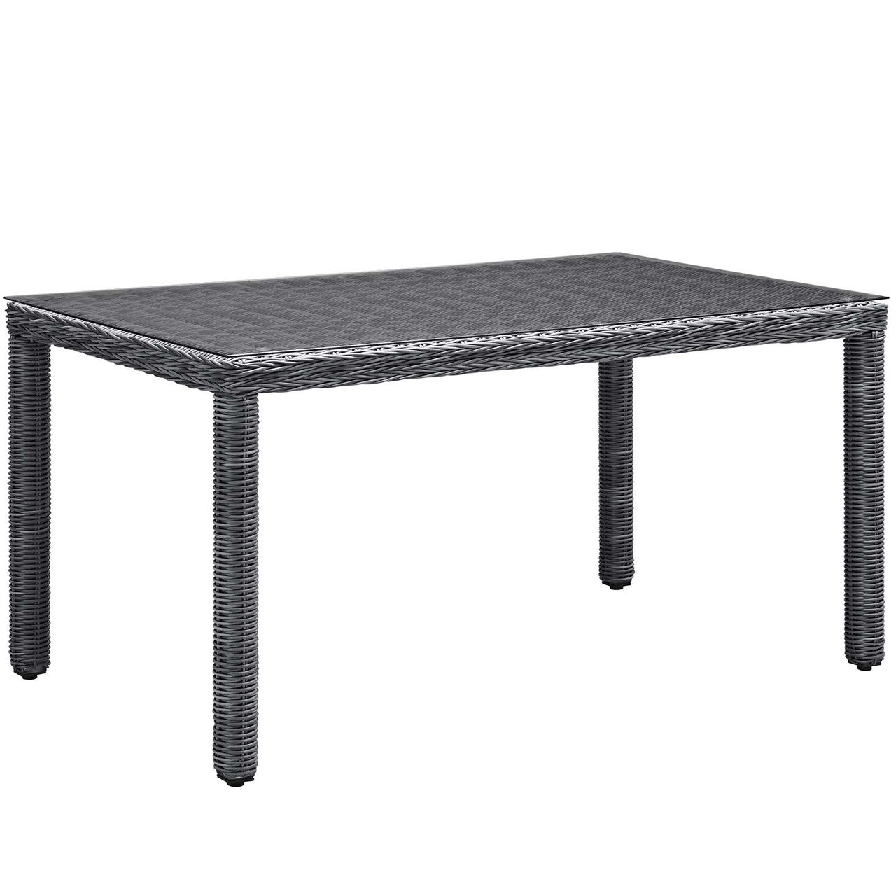 Summon 7 Piece Outdoor Patio Sunbrella® Dining Set, Sunbrella Rattan Wicker, Grey Gray 13542