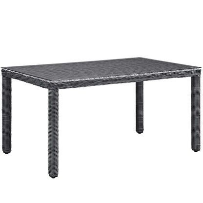 Summon 7 Piece Outdoor Patio Sunbrella® Dining Set, Sunbrella Rattan Wicker, Grey Gray 13542