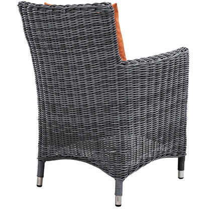 Summon Seven PCS Outdoor Patio Sunbrella Dining Set, Orange, Rattan 11038