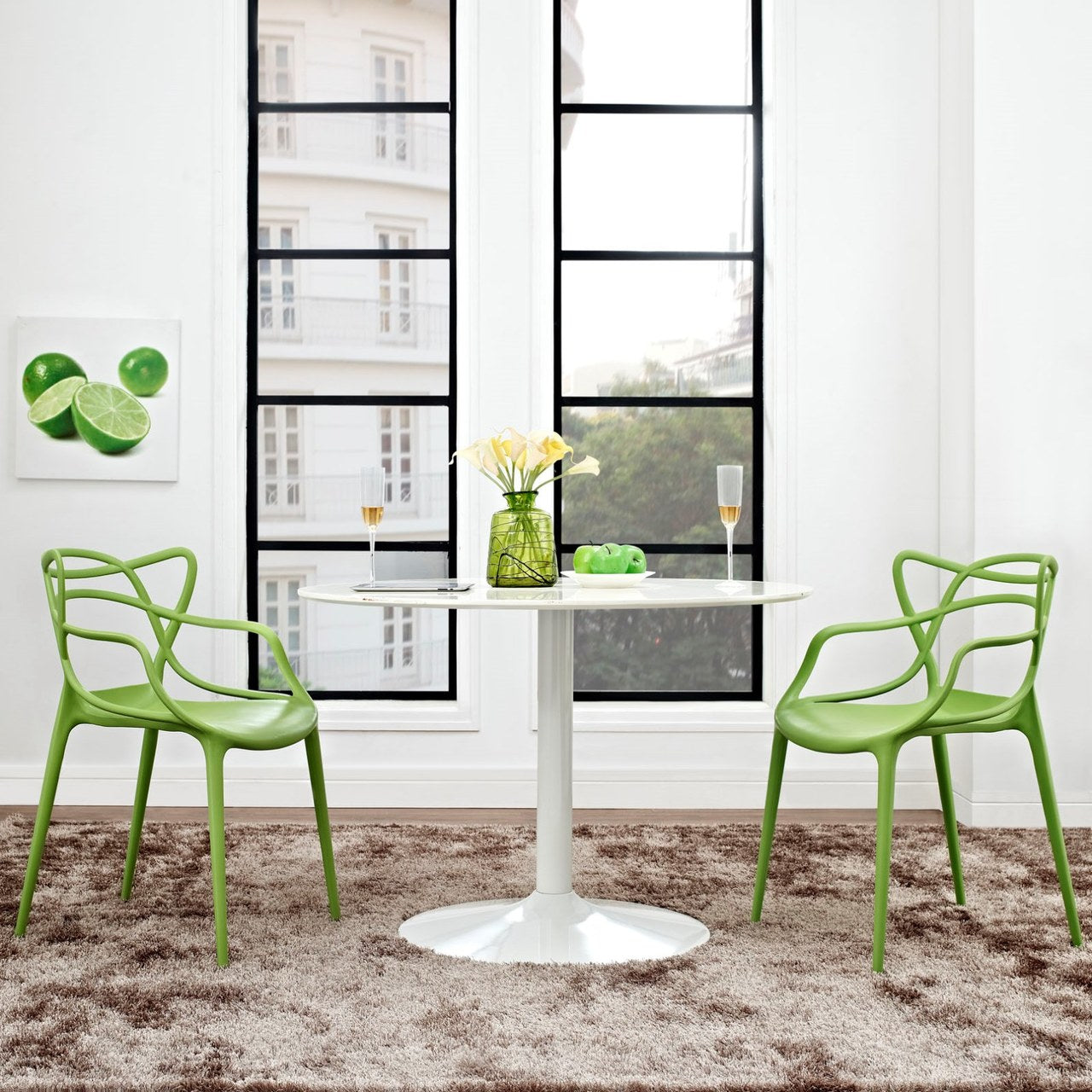 Entangled Dining Set Set of 2, Green, Plastic 11048