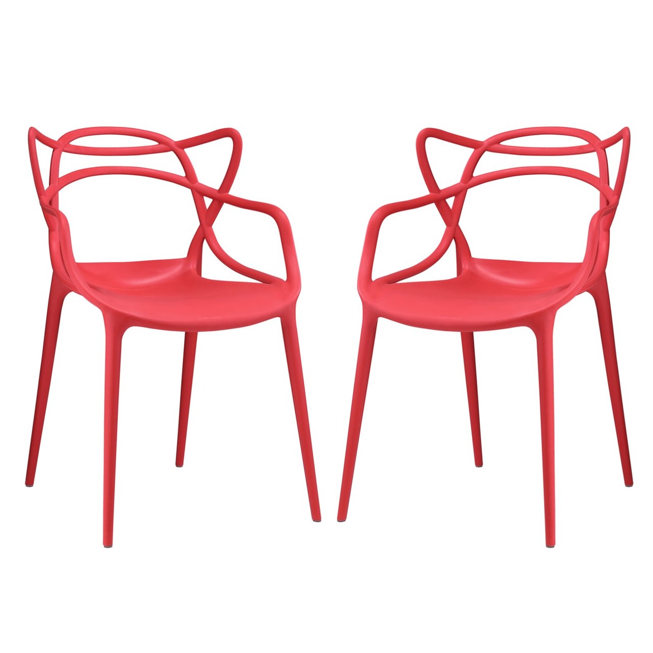 Entangled Dining Set Set of 2, Red, Plastic 11049