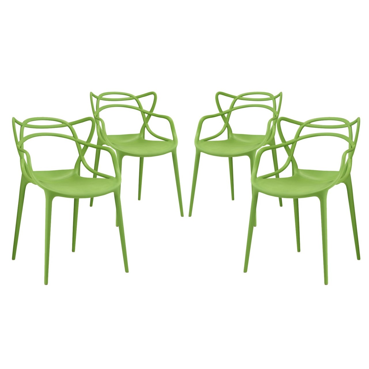 Entangled Dining Set Set of 4, Green, Plastic 11052