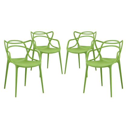 Entangled Dining Set Set of 4, Green, Plastic 11052