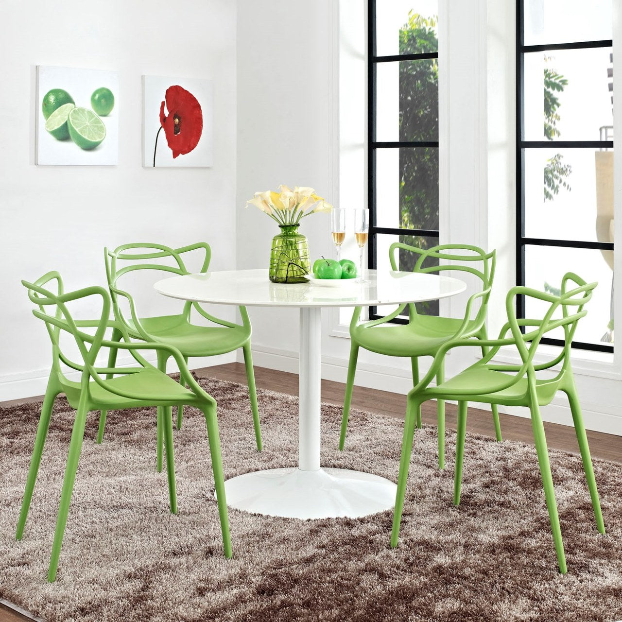 Entangled Dining Set Set of 4, Green, Plastic 11052