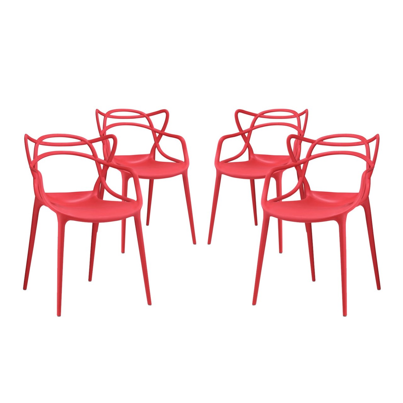 Entangled Dining Set Set of 4, Red, Plastic 11053