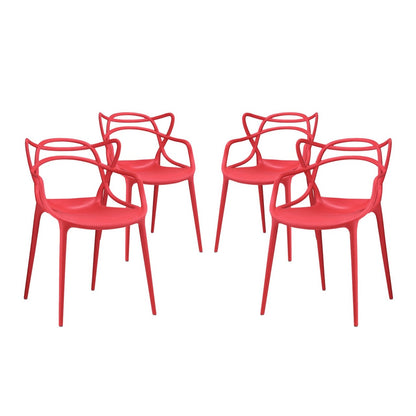 Entangled Dining Set Set of 4, Red, Plastic 11053