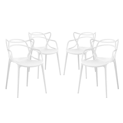 Entangled Dining Set Set of 4, White, Plastic 11054