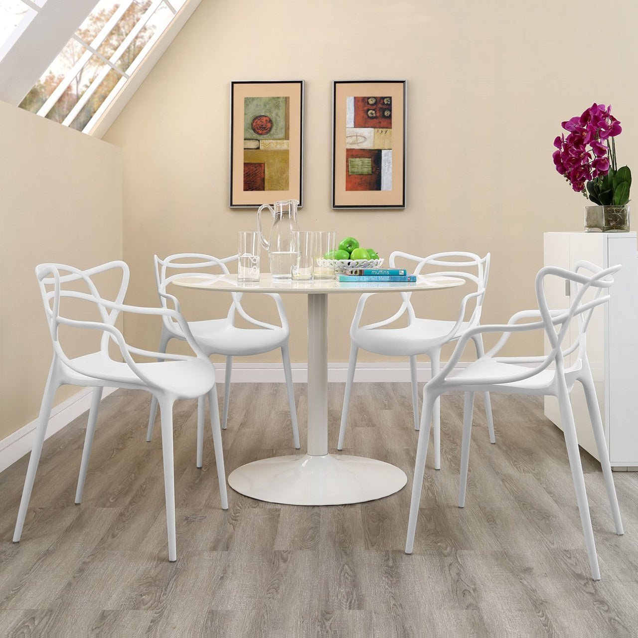Entangled Dining Set Set of 4, White, Plastic 11054