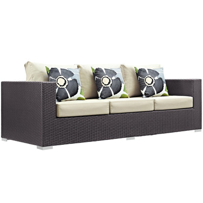 Convene Nine PCS Outdoor Patio Sofa Set, Beige, Rattan 11064
