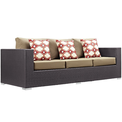 Convene Nine PCS Outdoor Patio Sofa Set, Brown, Rattan 11065