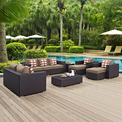 Convene Nine PCS Outdoor Patio Sofa Set, Brown, Rattan 11065