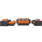 Convene Nine PCS Outdoor Patio Sofa Set, Orange, Rattan 11066