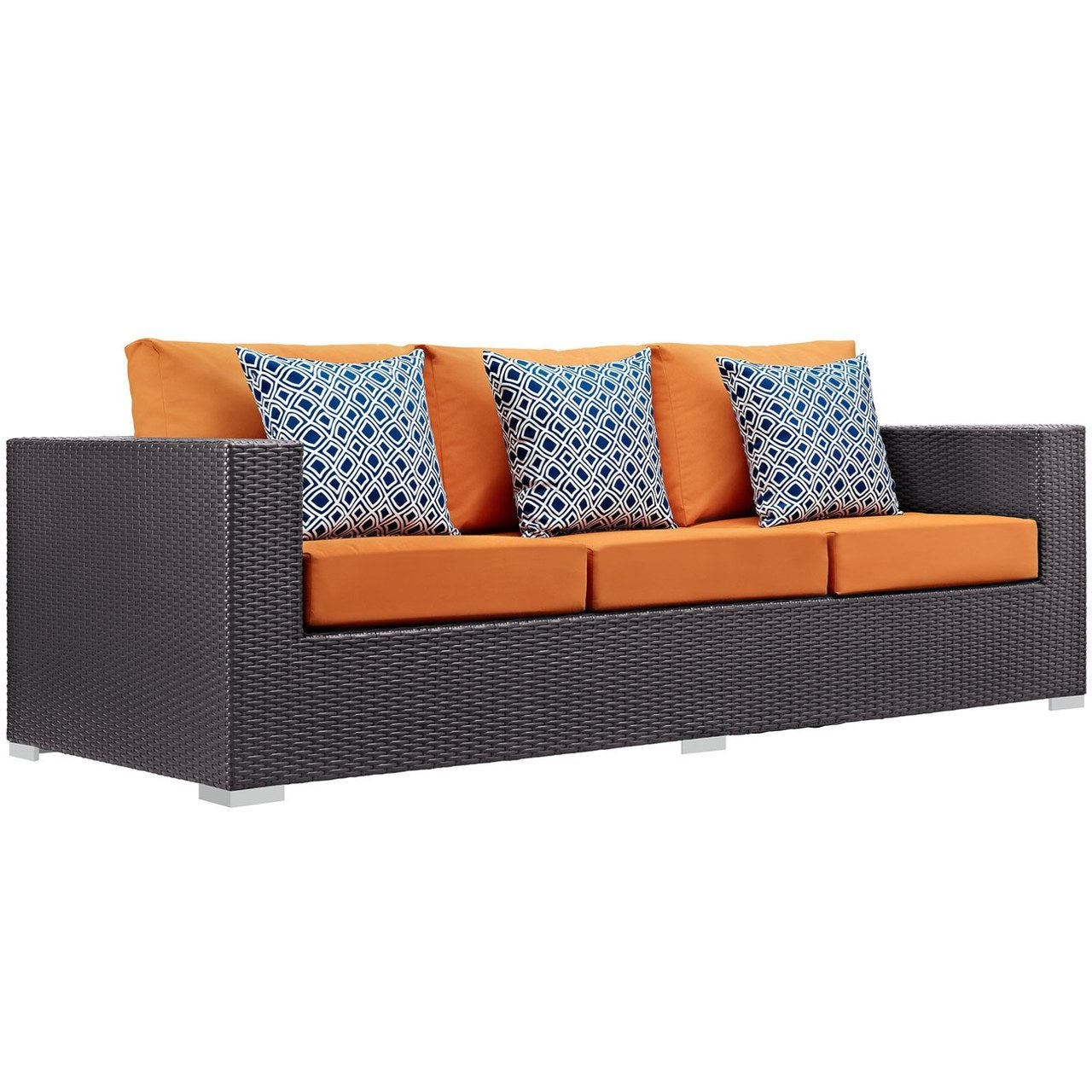 Convene Nine PCS Outdoor Patio Sofa Set, Orange, Rattan 11066